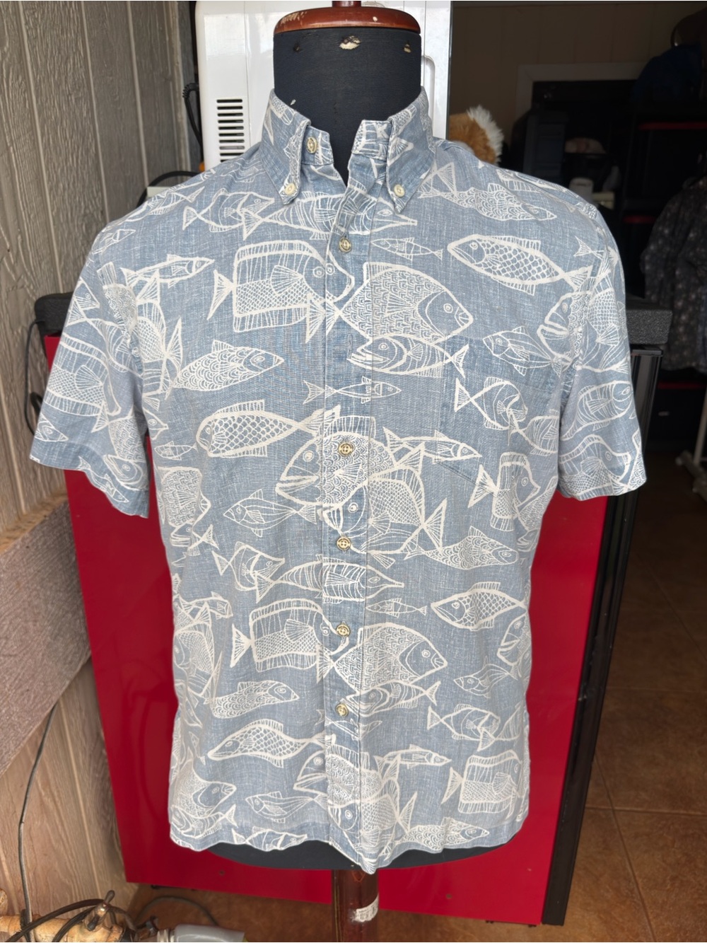 PreOwned Reyn Spooner Hawaiian Print Blue Pullover Men's XS